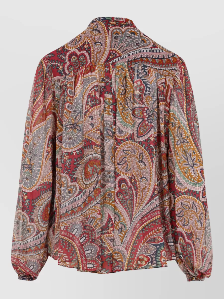 Etro Paisley Print Shirt High Neck Sheer