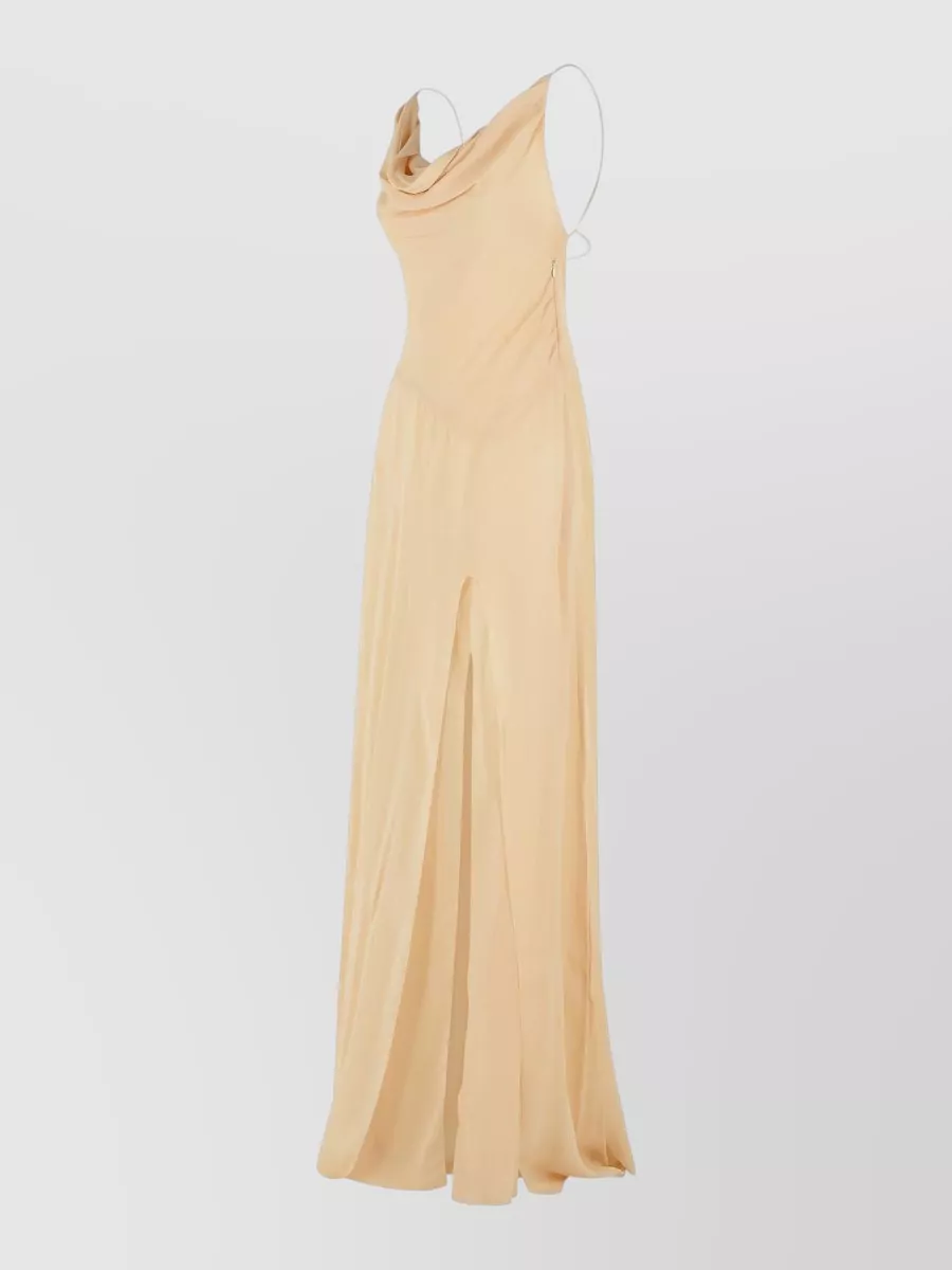 Blumarine Viscose Dress Cowl Neck Sleeveless Slit