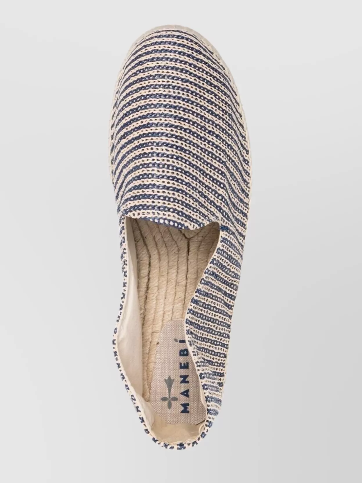 Manebi Woven Stripe Round Toe Flat Sole Espadrilles