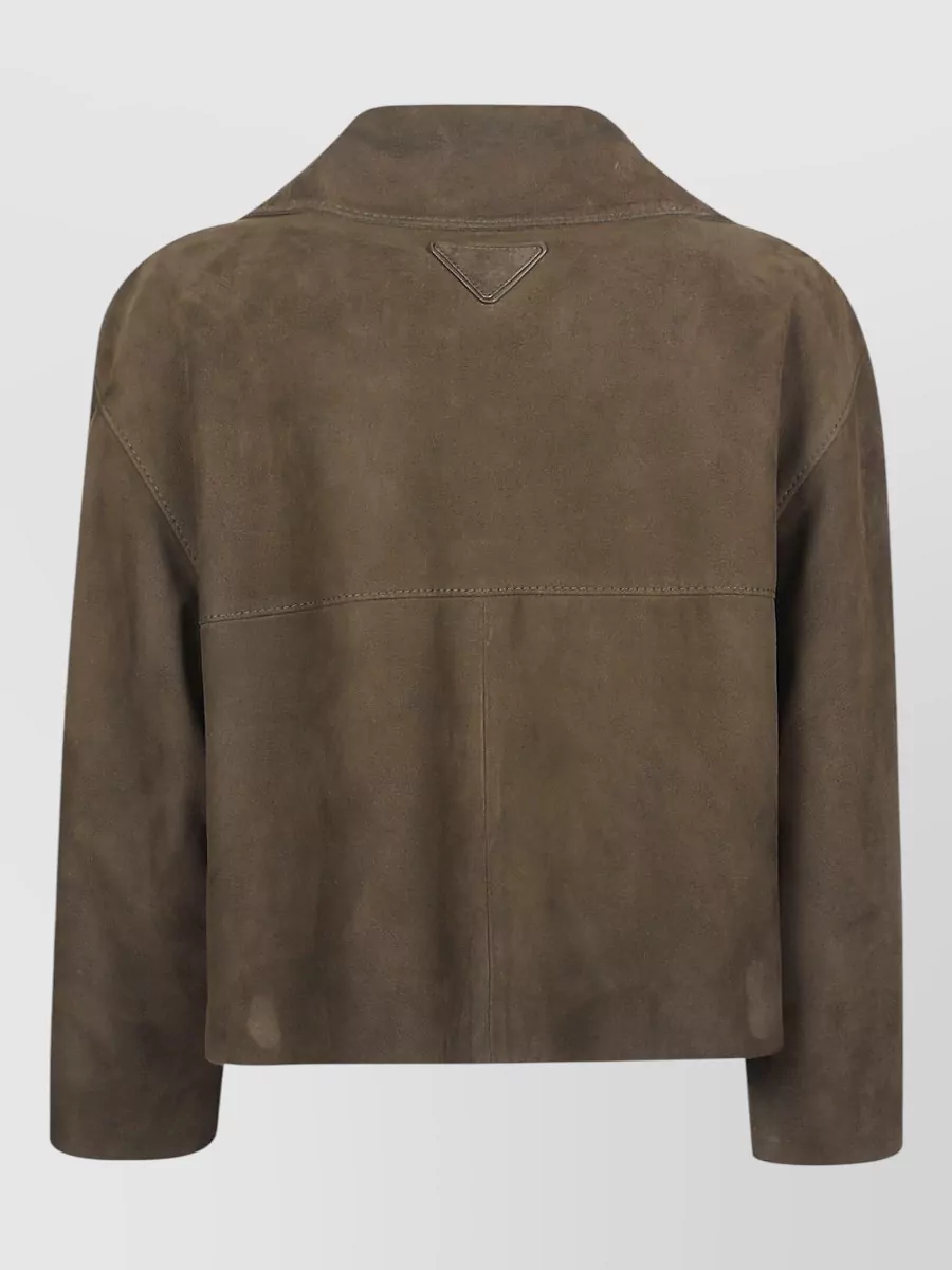 Prada Suede Lamb Jacket Front Pockets Lapels