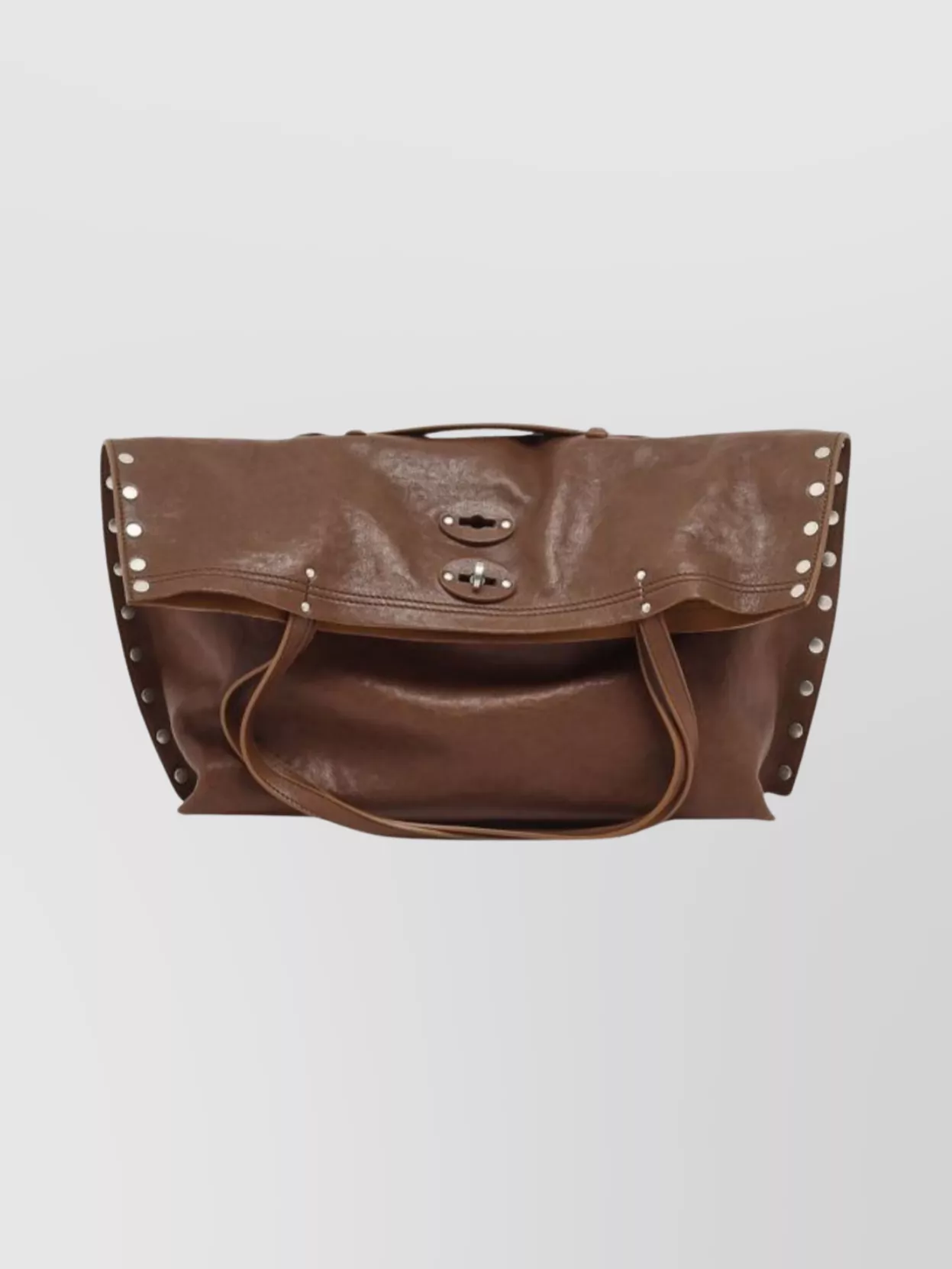 Zanellato Studded Leather Shoulder Bag With Dual Handles