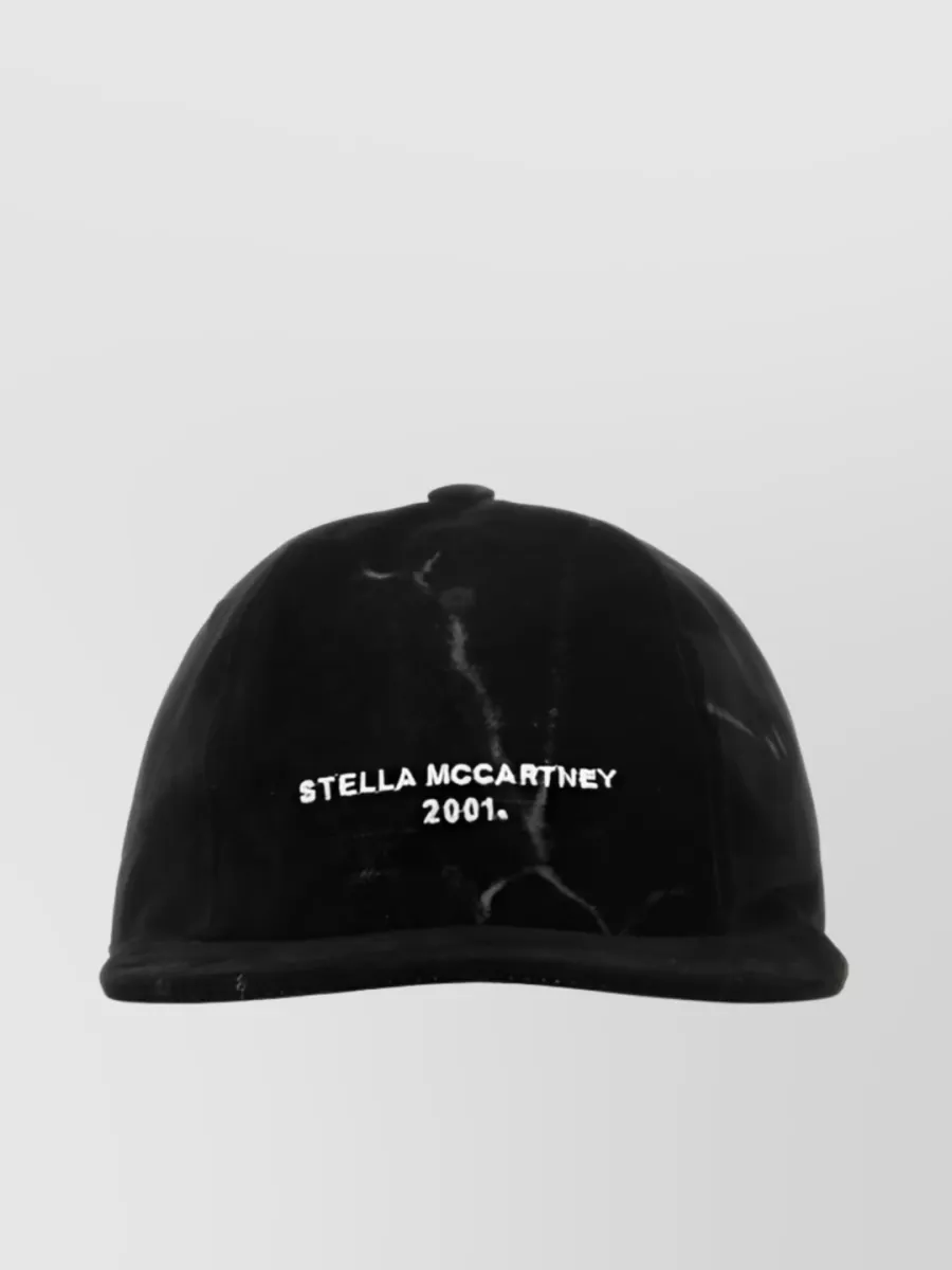 Shop Stella Mccartney 2001 Denim Baseball Cap With Embroidered Logo In Black