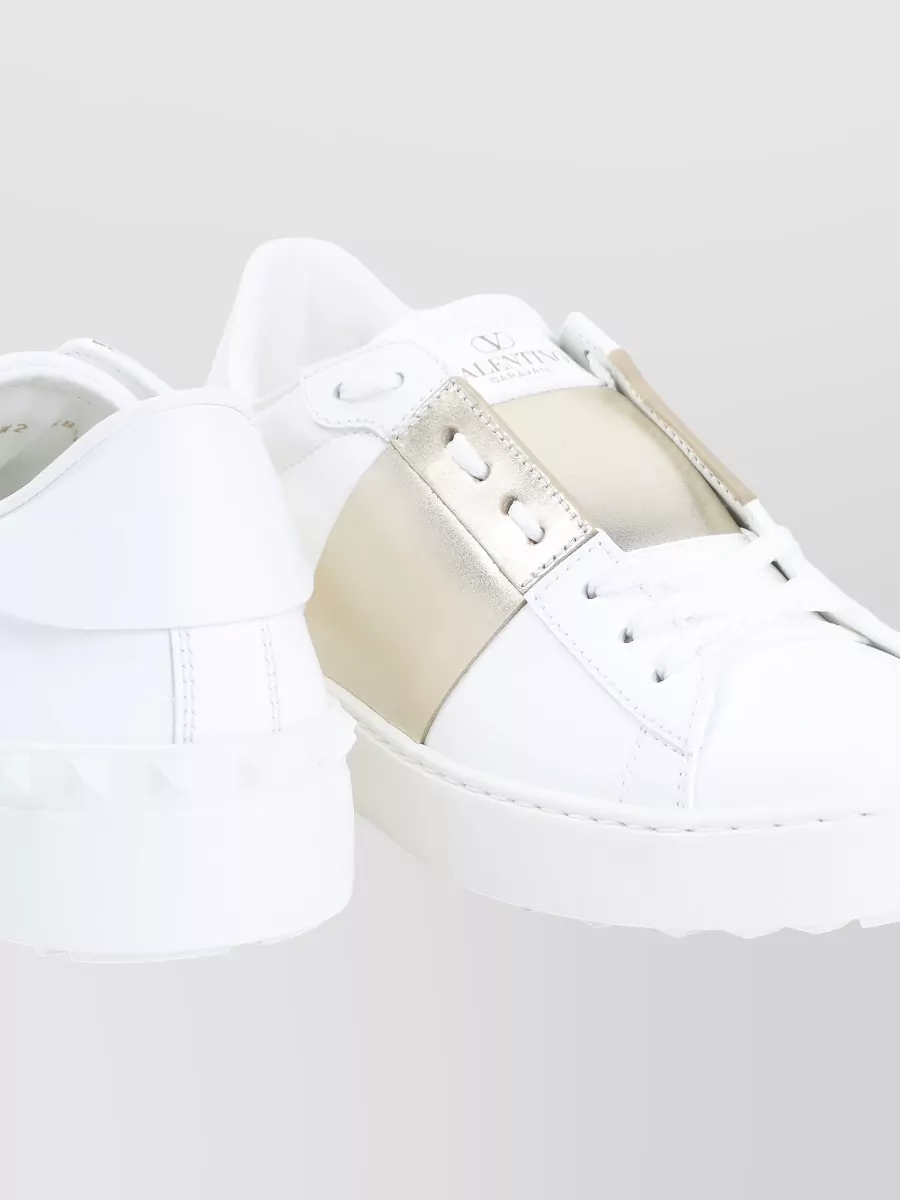 Valentino Garavani Sneakers Metallic Panel Rubber Sole Studded Heel