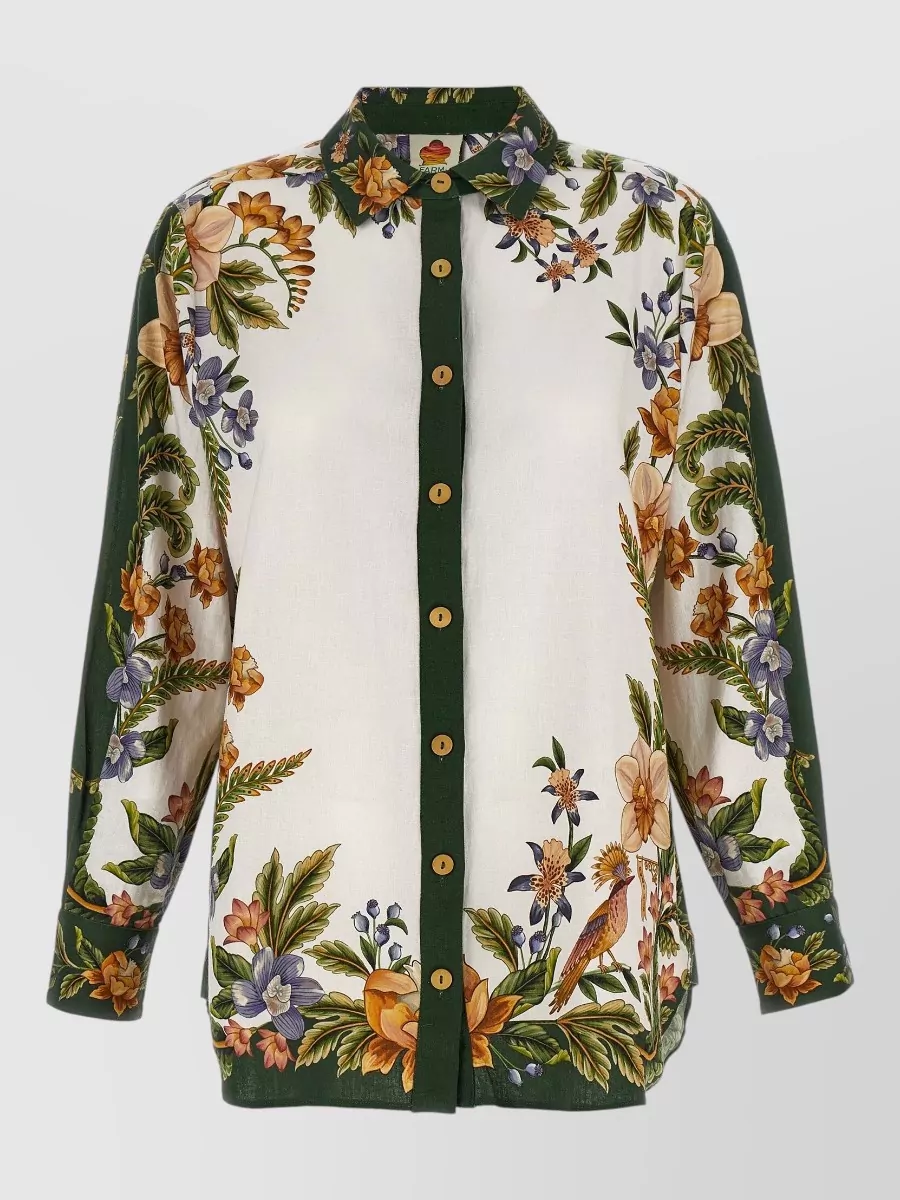 Farm Rio linen long sleeve shirt