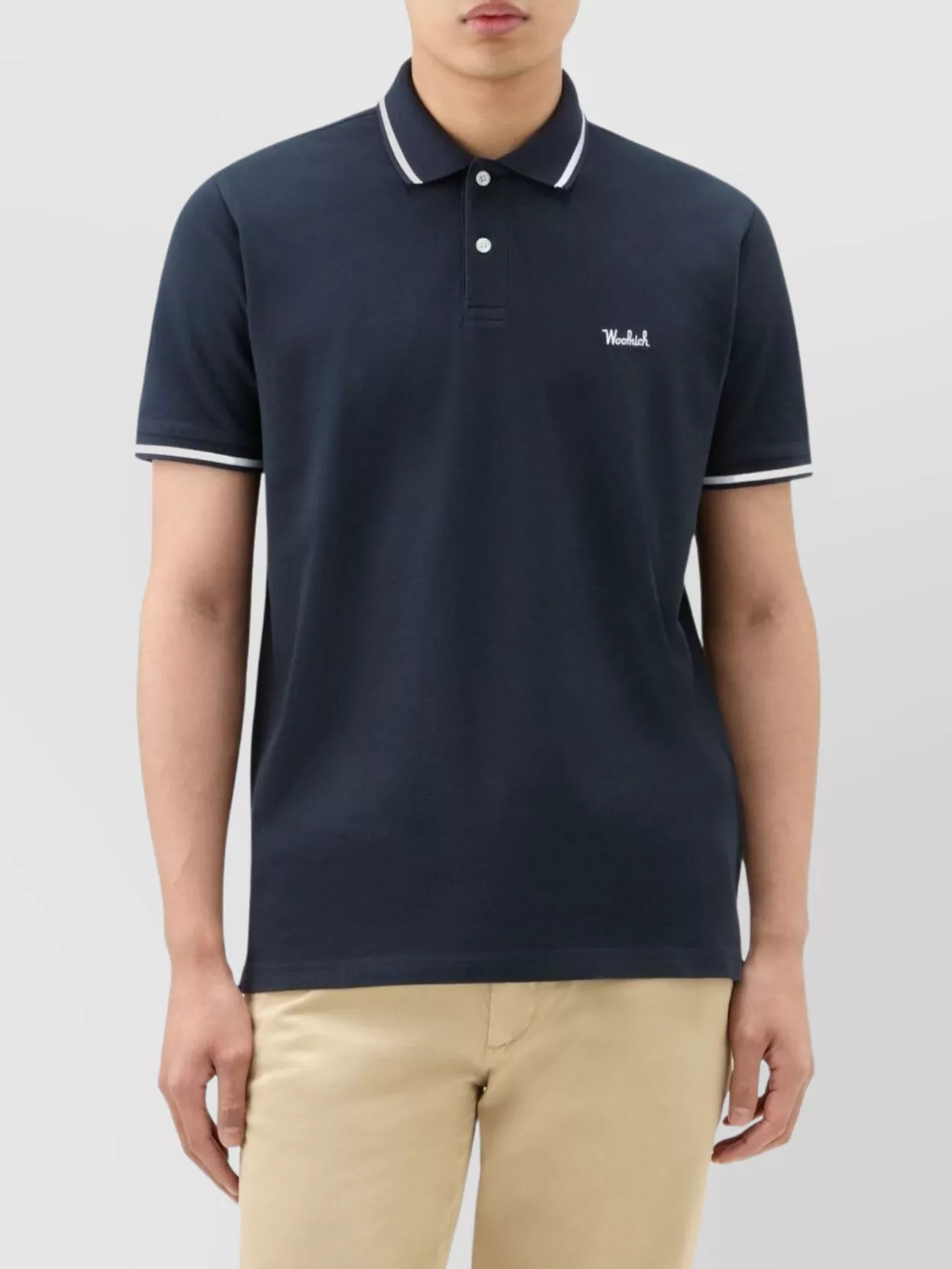 Woolrich Collar And Cuffs In Ribbed Fabric