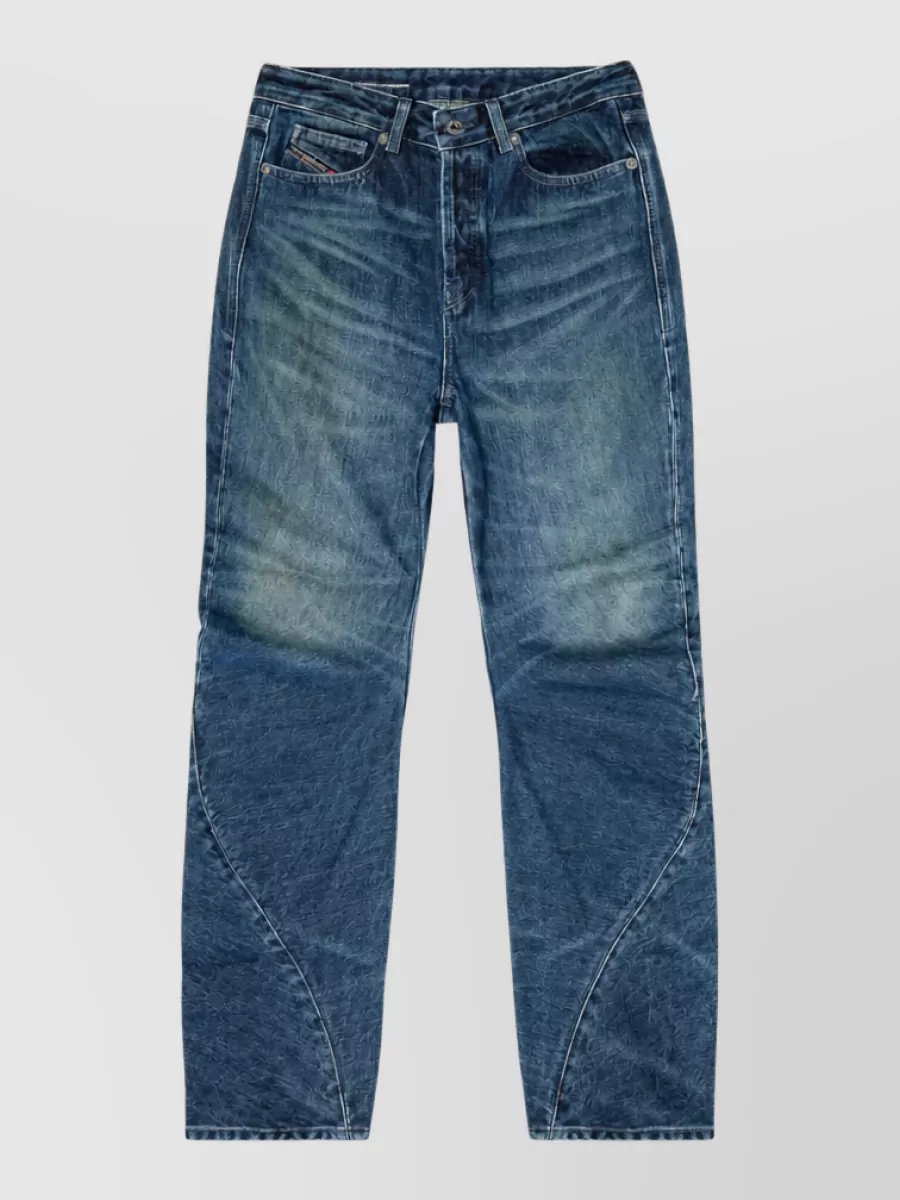 Diesel cotton faded distressed tapered jeans