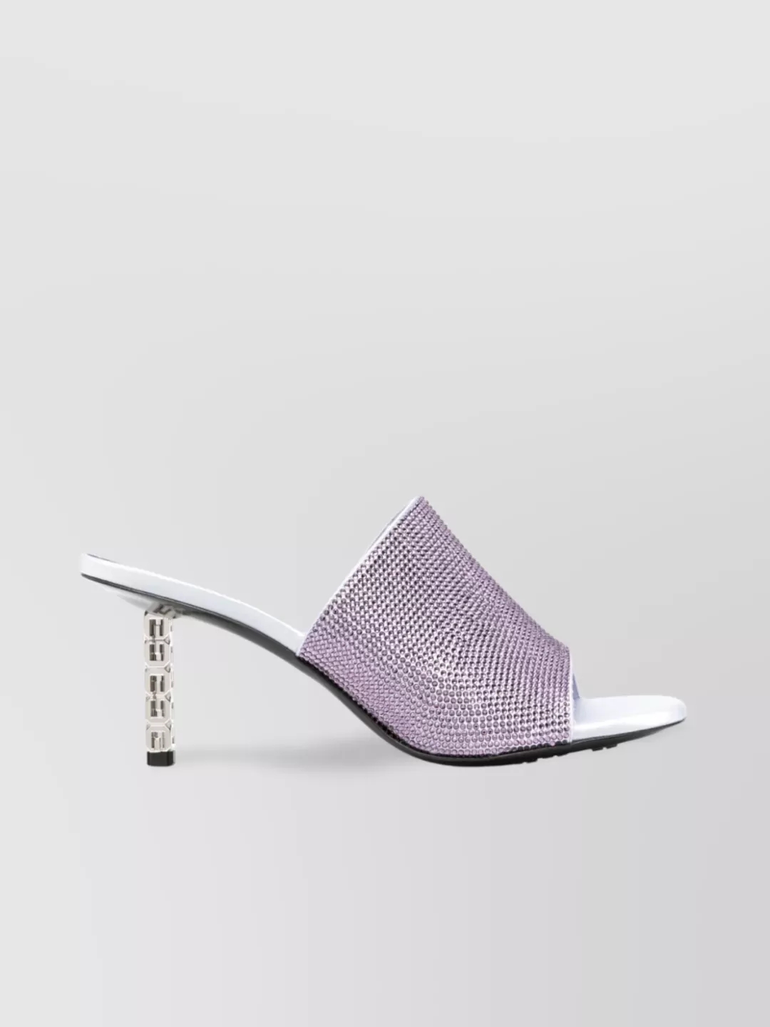 Shop Givenchy Sculpted Heel Open Toe Mules With G Cube Embellishment In Pastel