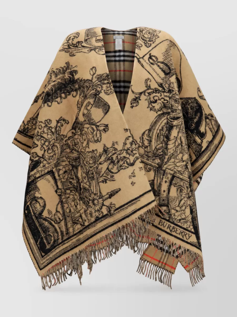 Burberry Merino wool jacquard cape