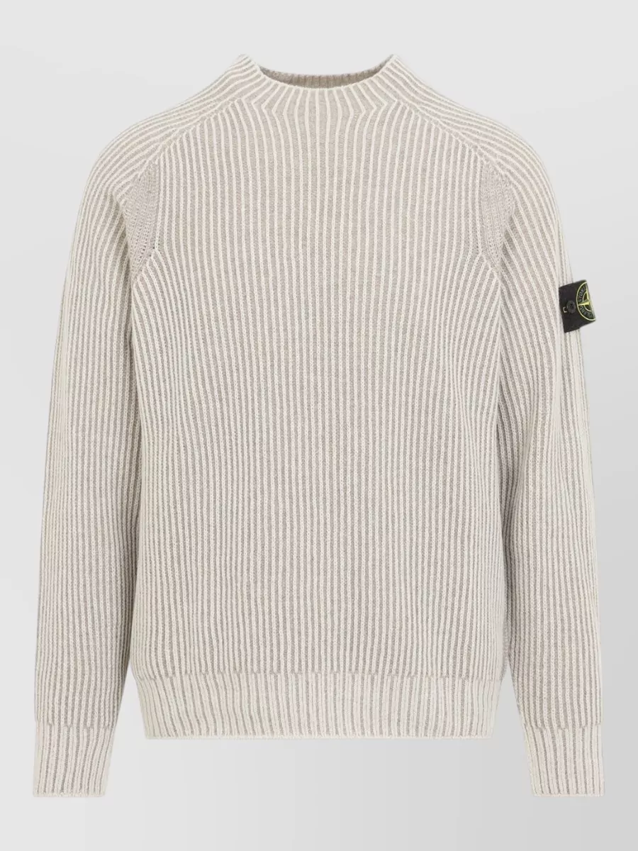 Stone Island two-tone ribbed cashmere crew-neck jumper