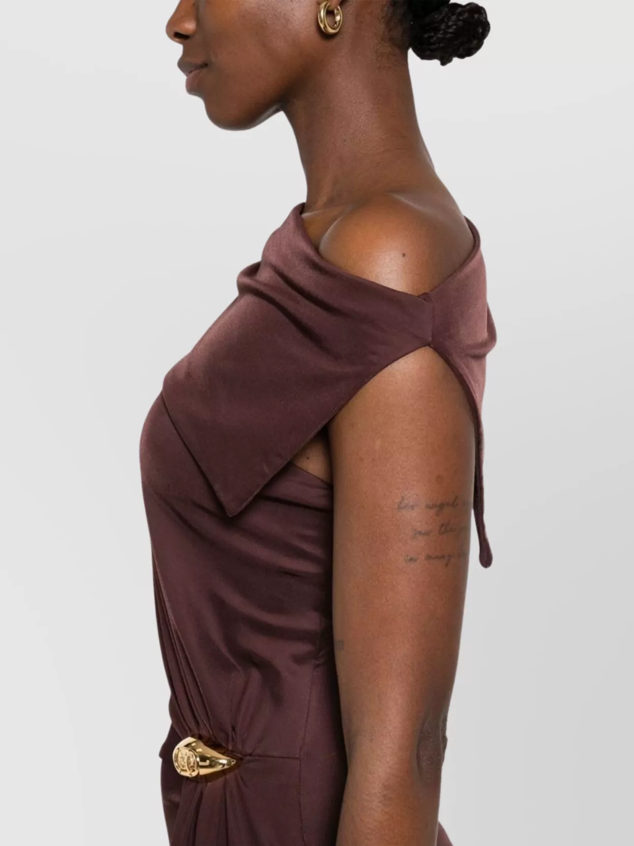 Elisabetta Franchi Long Dress With Draped Detailing And Front Slit