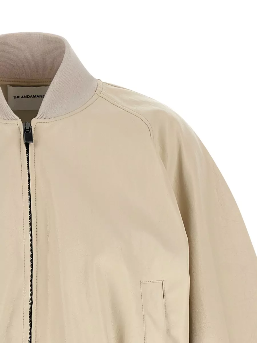 The Andamane Grainy Leather-Effect Bomber Jacket