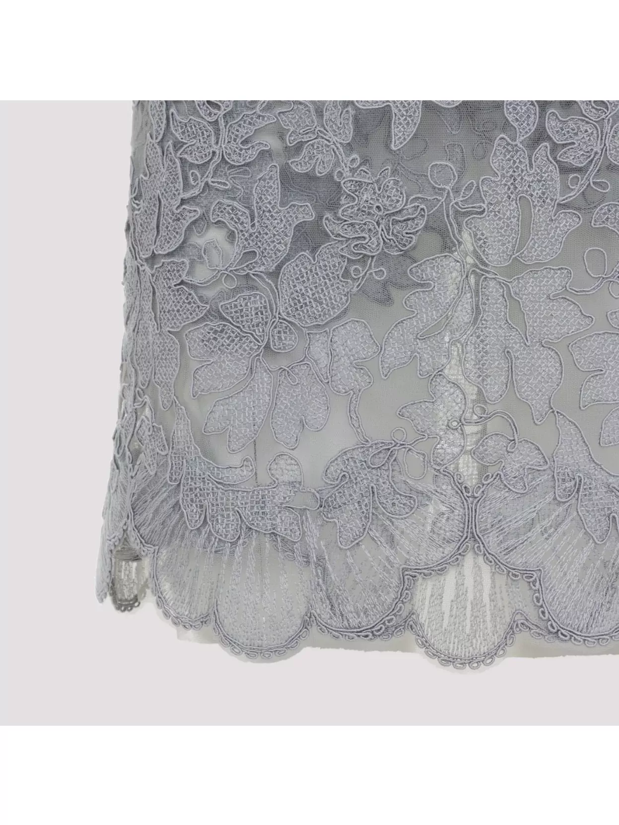 Ermanno Scervino Floral Lace Short Sleeve Mini Dress In Gray