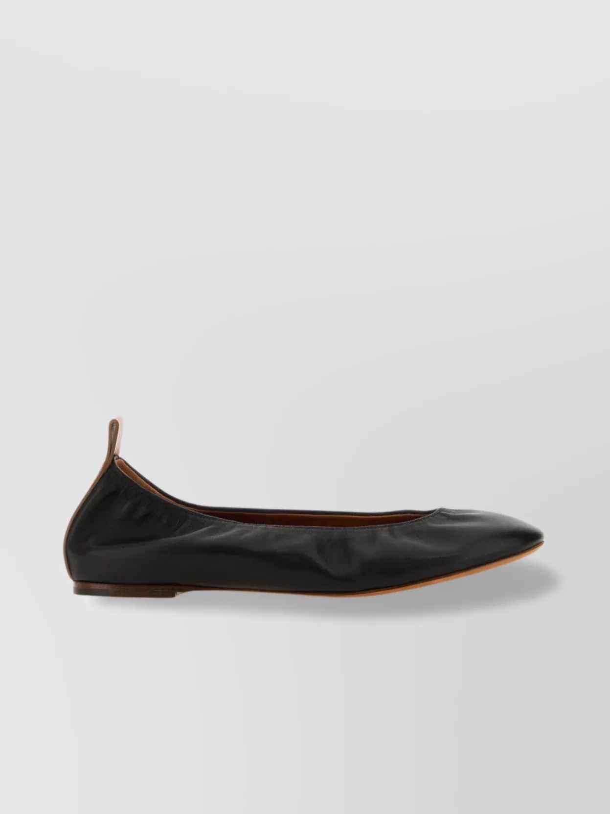 Shop Lanvin Round-toe Leather Ballet Flats In Brown