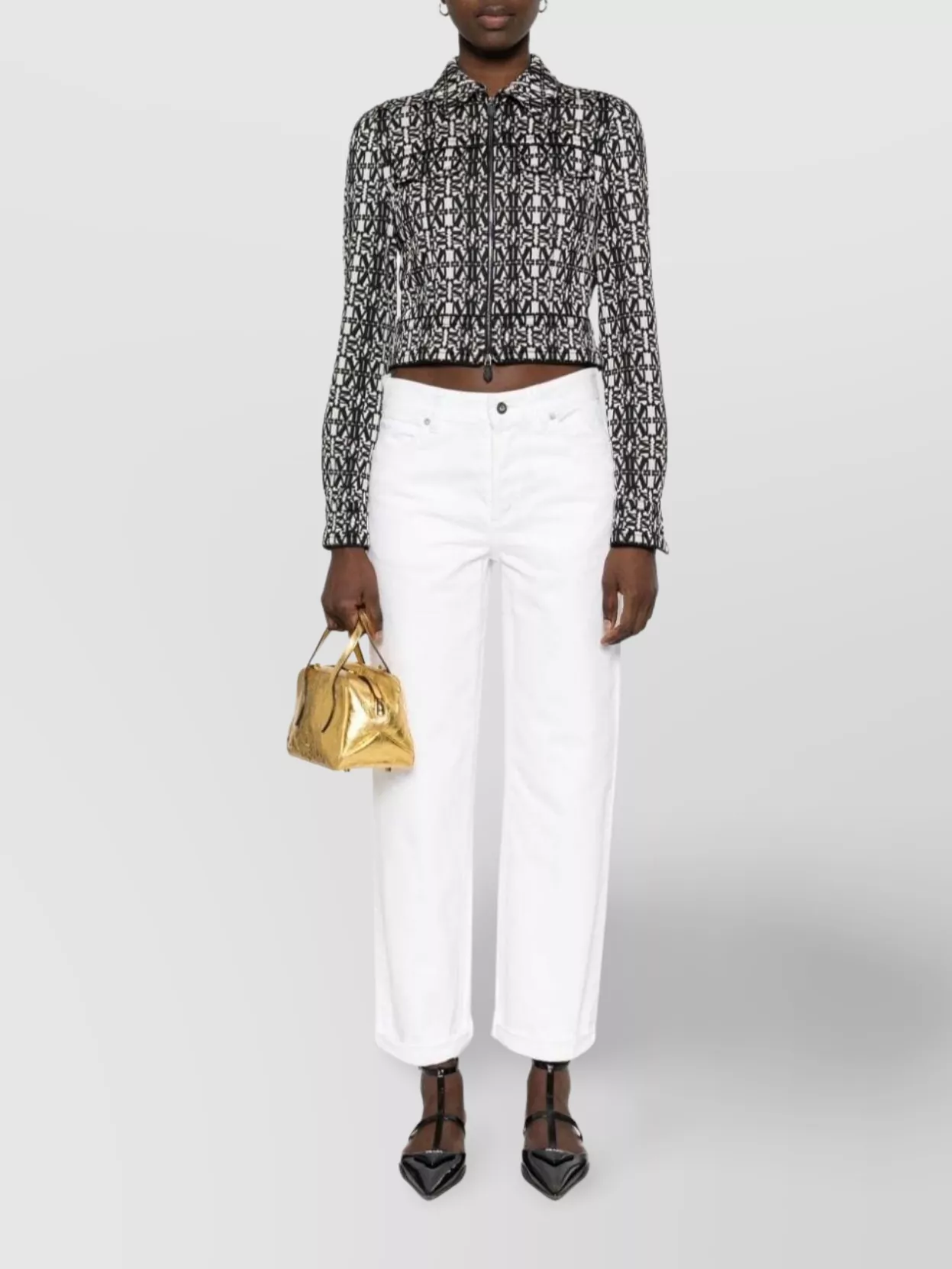 Max Mara Black Tony Monogram-pattern Cropped Jacket