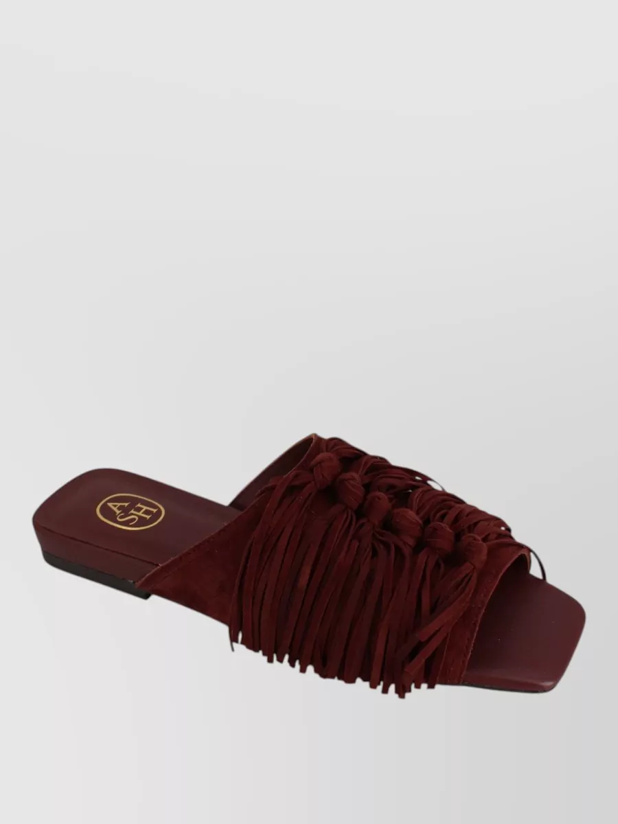Ash Brigitte Suede Leather Fringe Flat Mules In Multi
