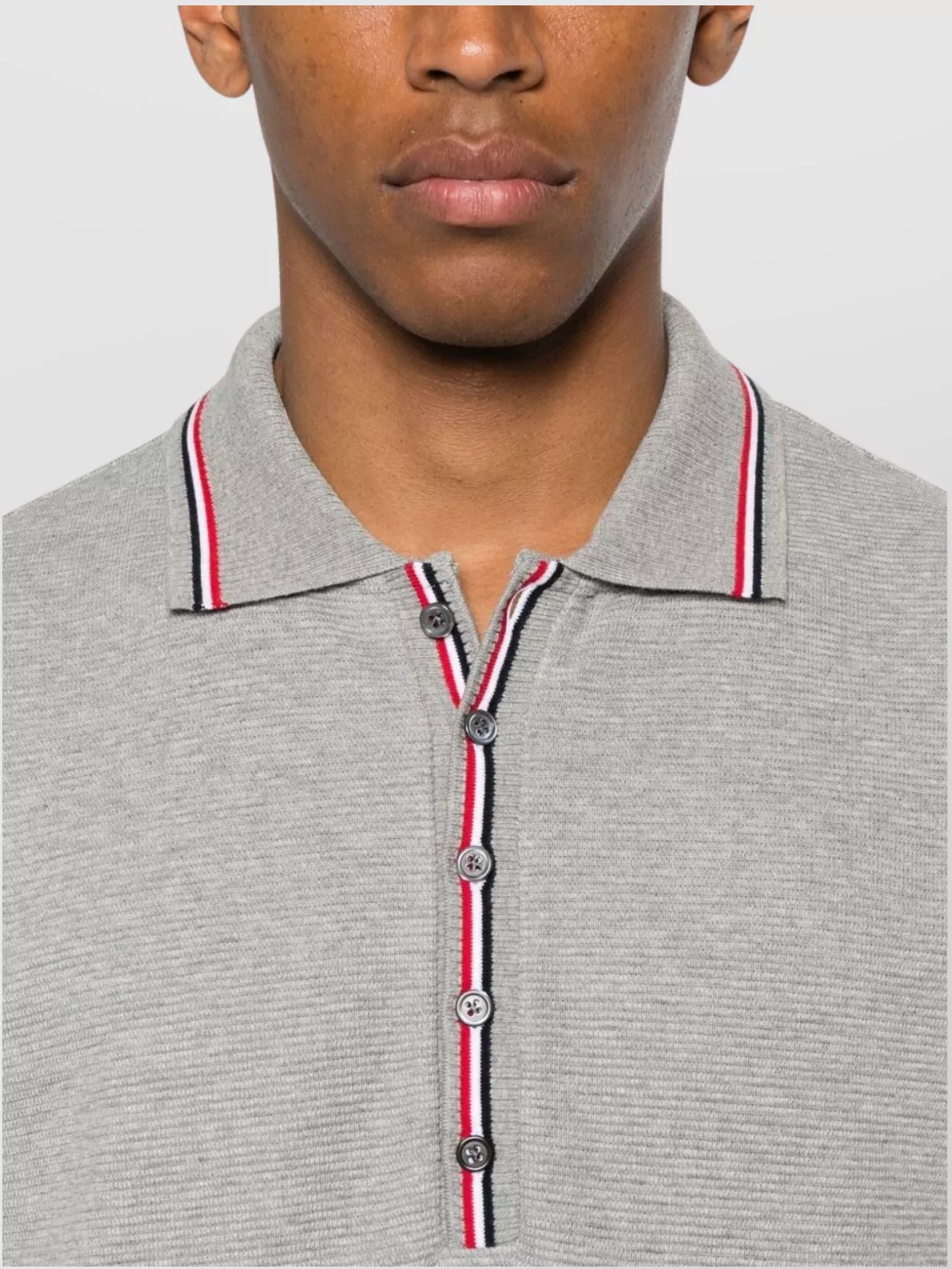 Thom Browne Polo Shirt Cotton Ribbed Collar