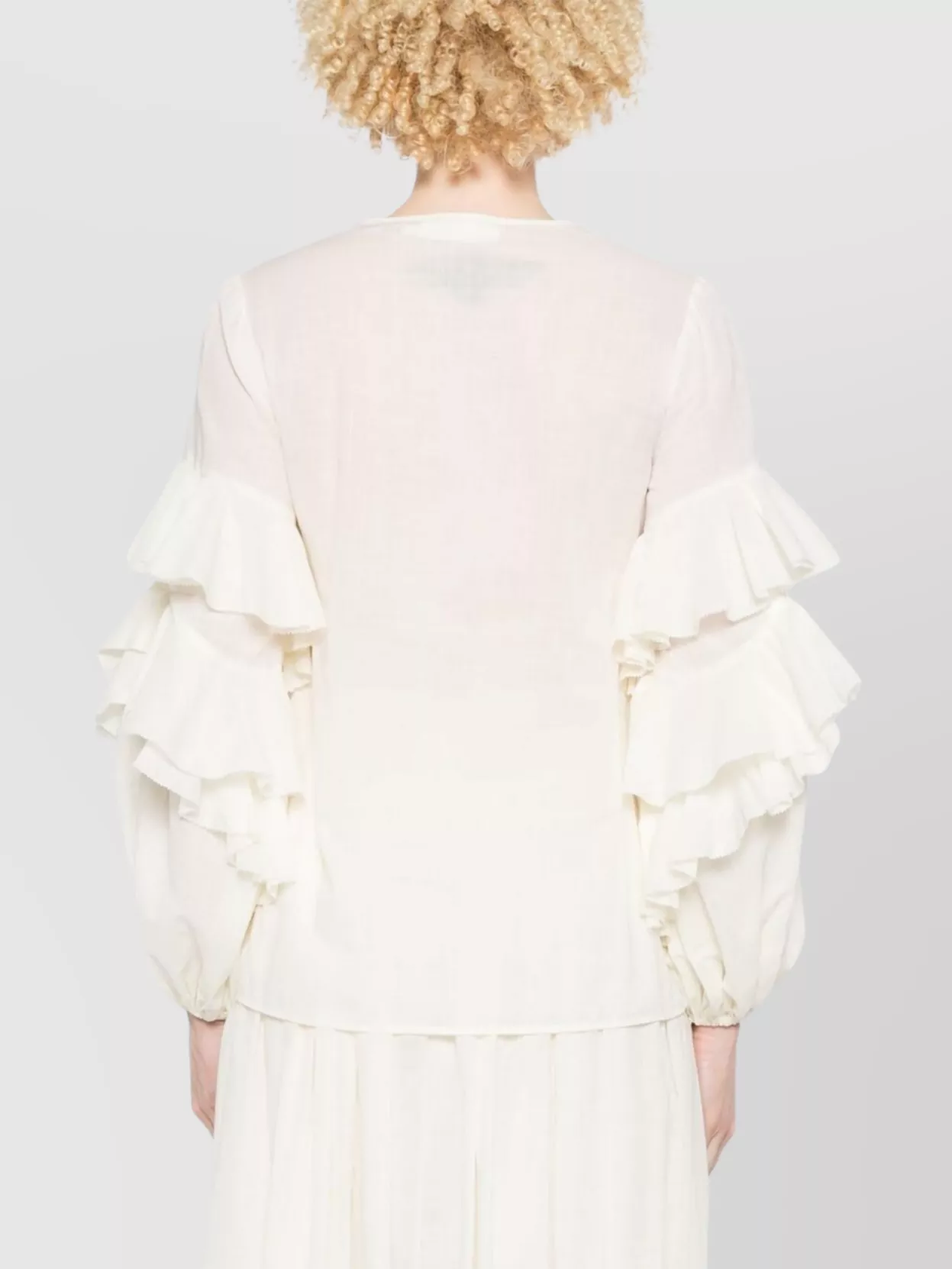 Zimmermann Ruffled V-Neckline Lightweight Long Sleeves Top