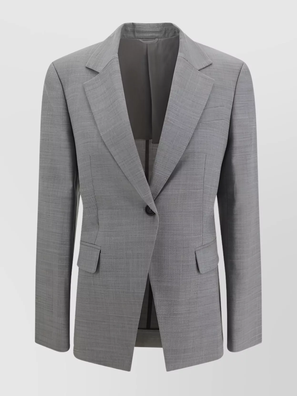 Brunello Cucinelli Wool Blazer Jacket With Structured Shoulders In Gray