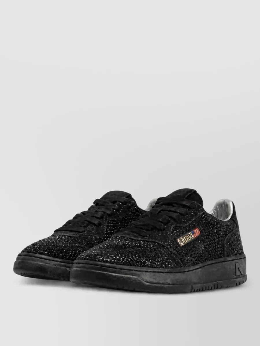 Autry crystal-embellished suede lace-up sneakers