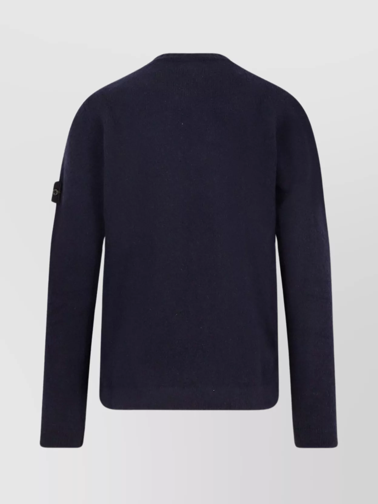 Stone Island Crew-neck Wool Blend Sweater With Logo Patch In Blue