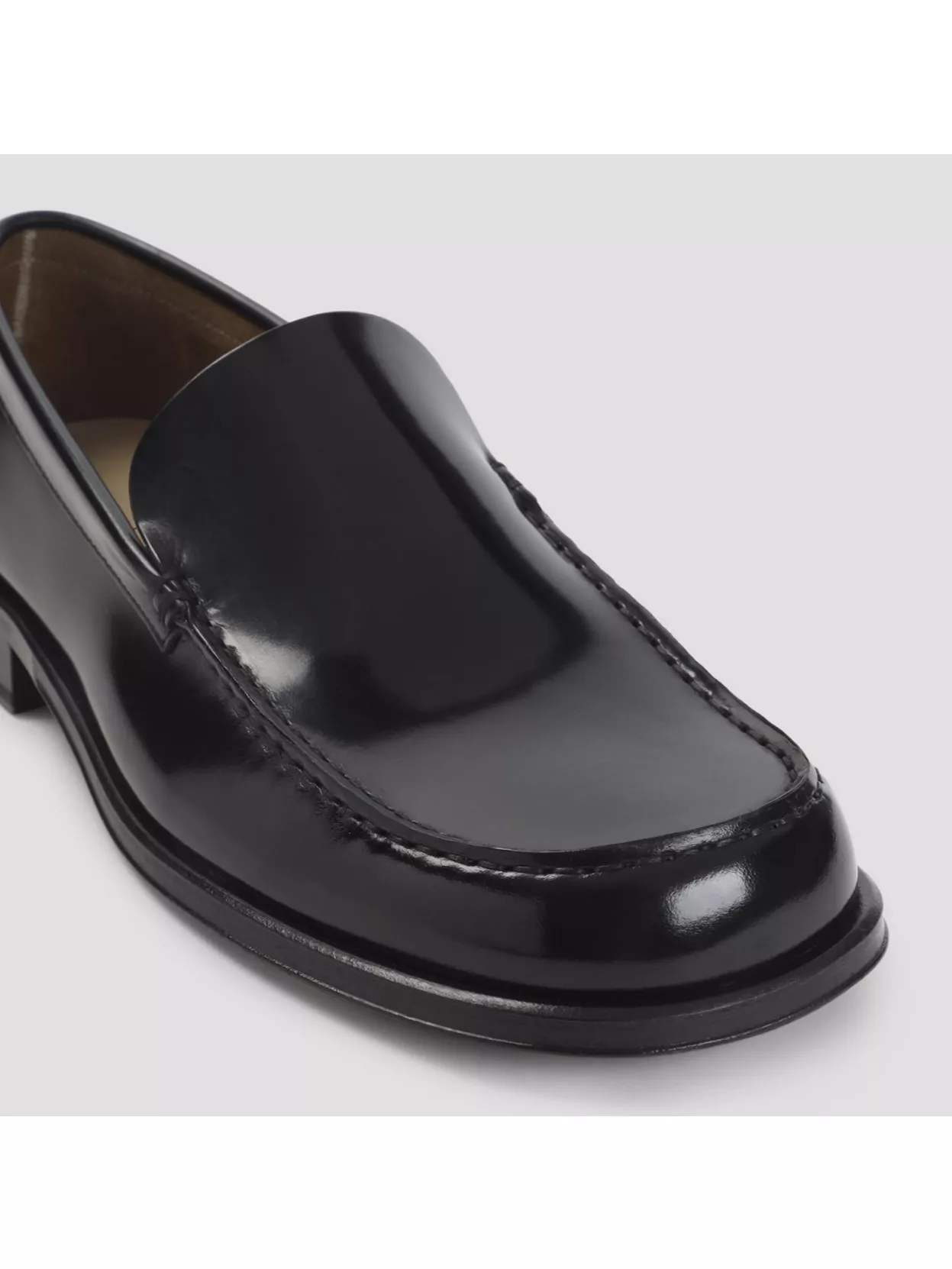 Lemaire Glossy Round Toe Loafers With Stitch Detailing