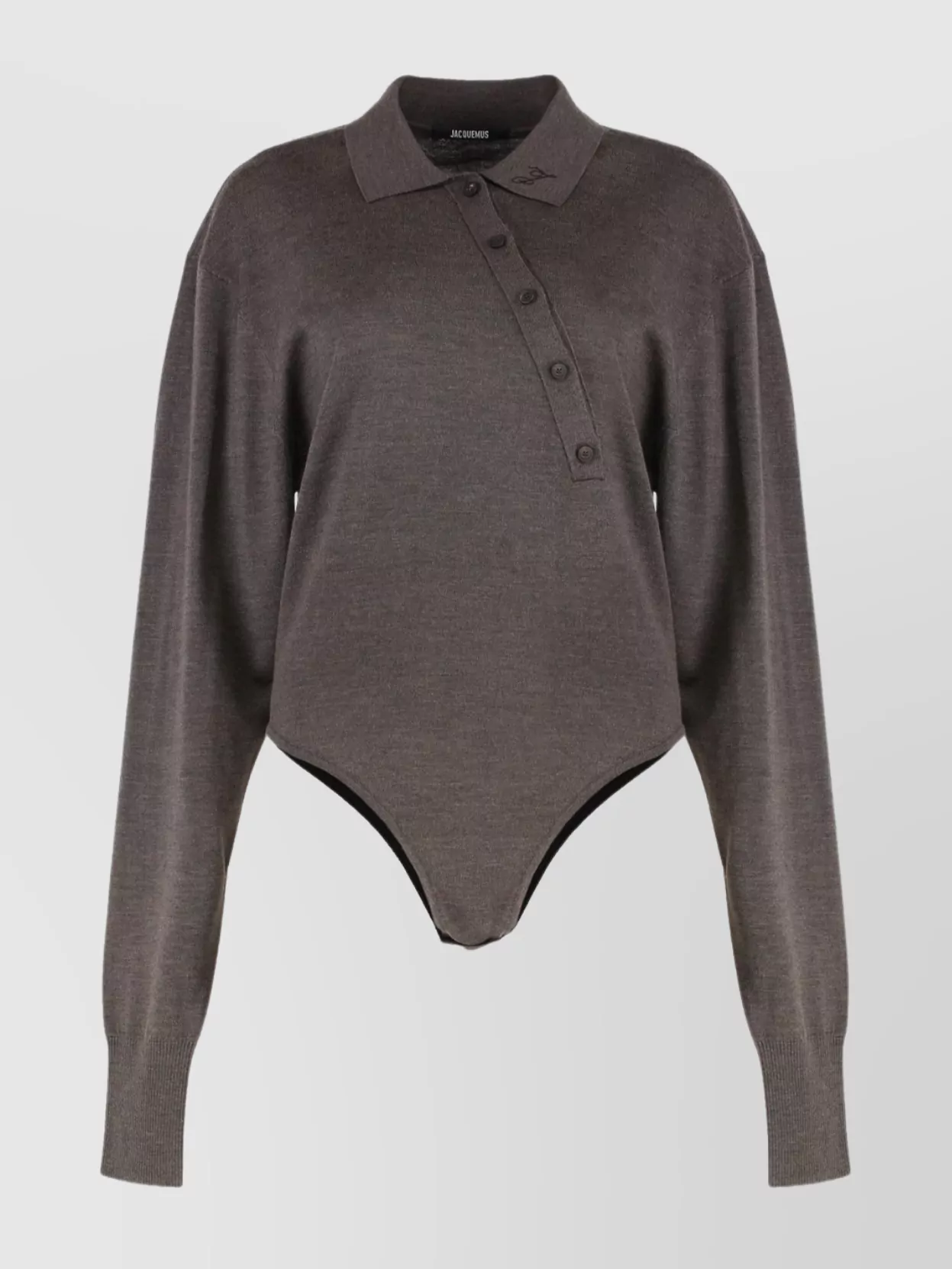 Jacquemus Long Sleeve Body Polo Collar In Gray