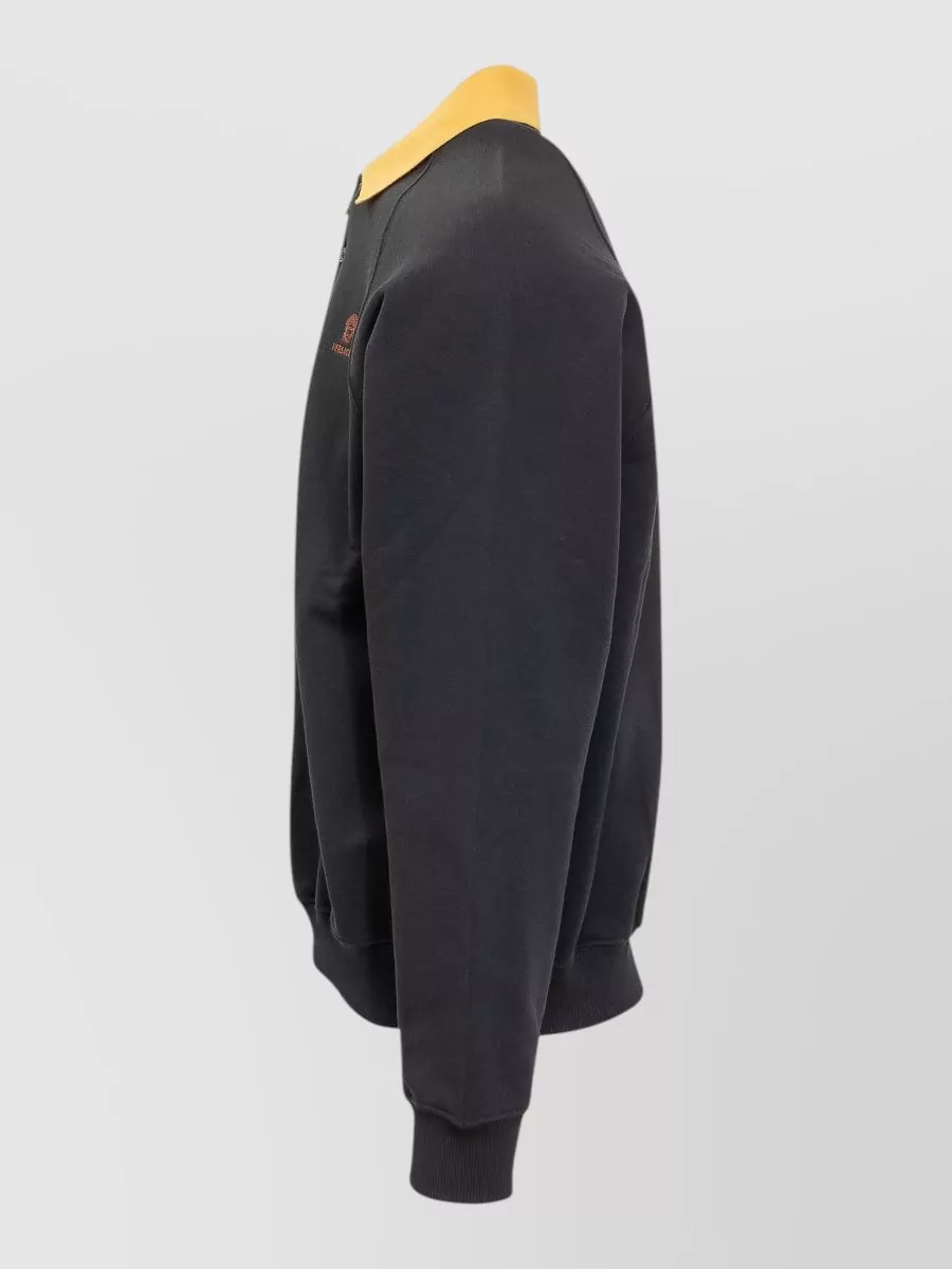 Versace Logo-Embroidered Cotton Polo Sweatshirt