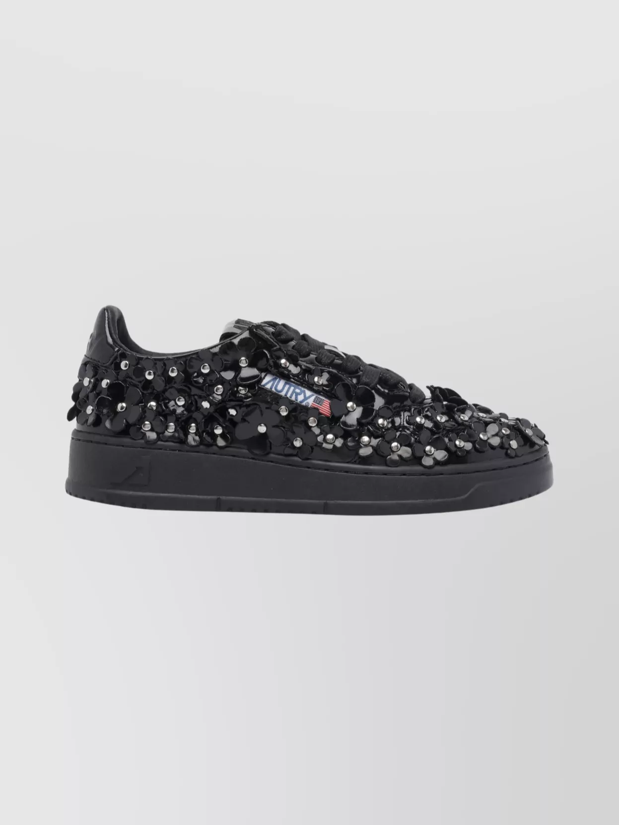 Autry Floral Embellished Low Top Sneakers In Black