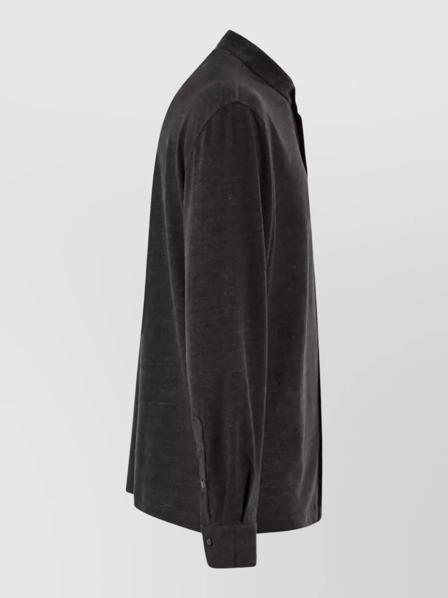 Brunello Cucinelli Linen And Cotton Band Collar Shirt