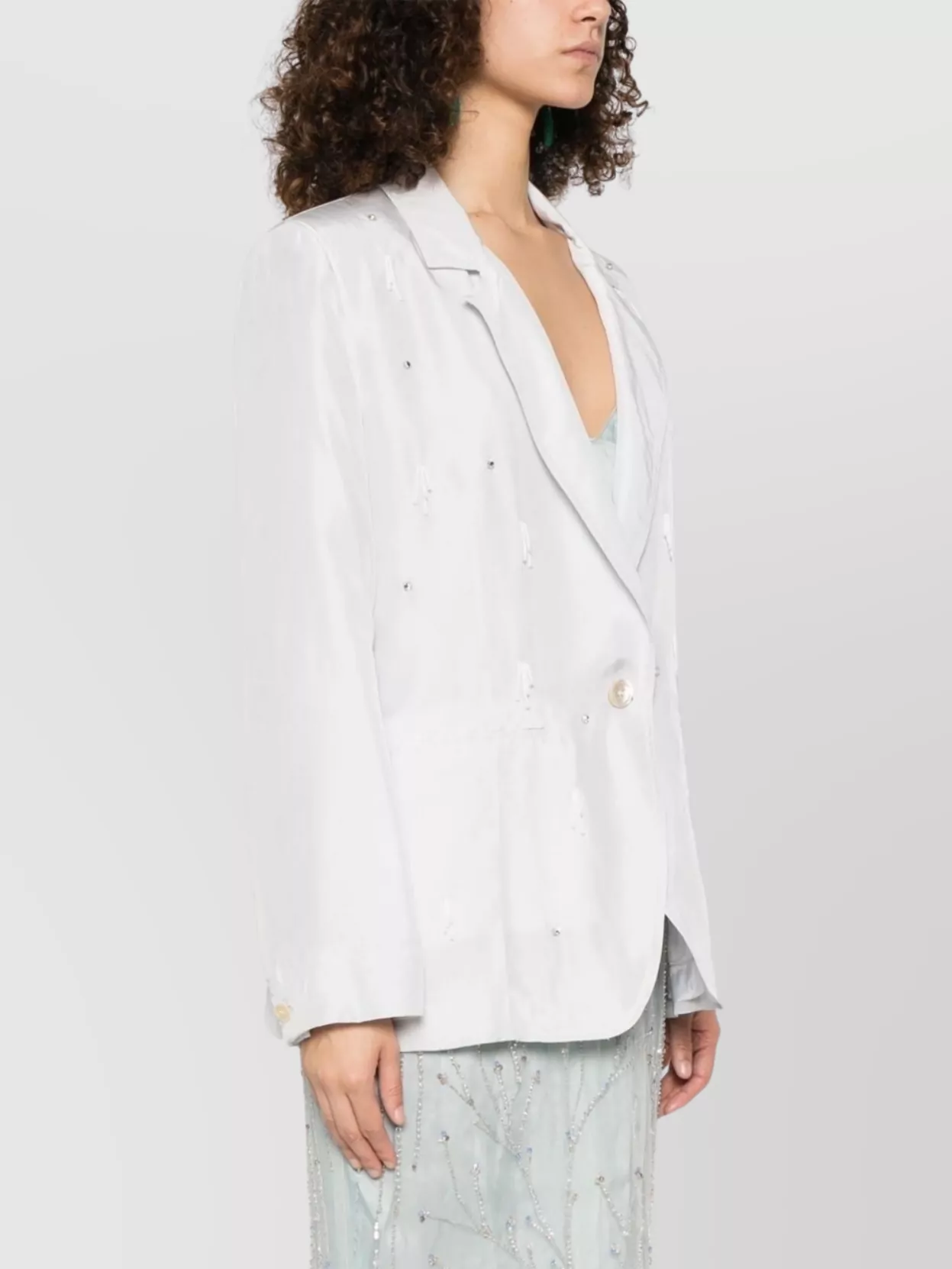 Forte Forte Embellished Double-breasted Silk Jacket With Button Detailing