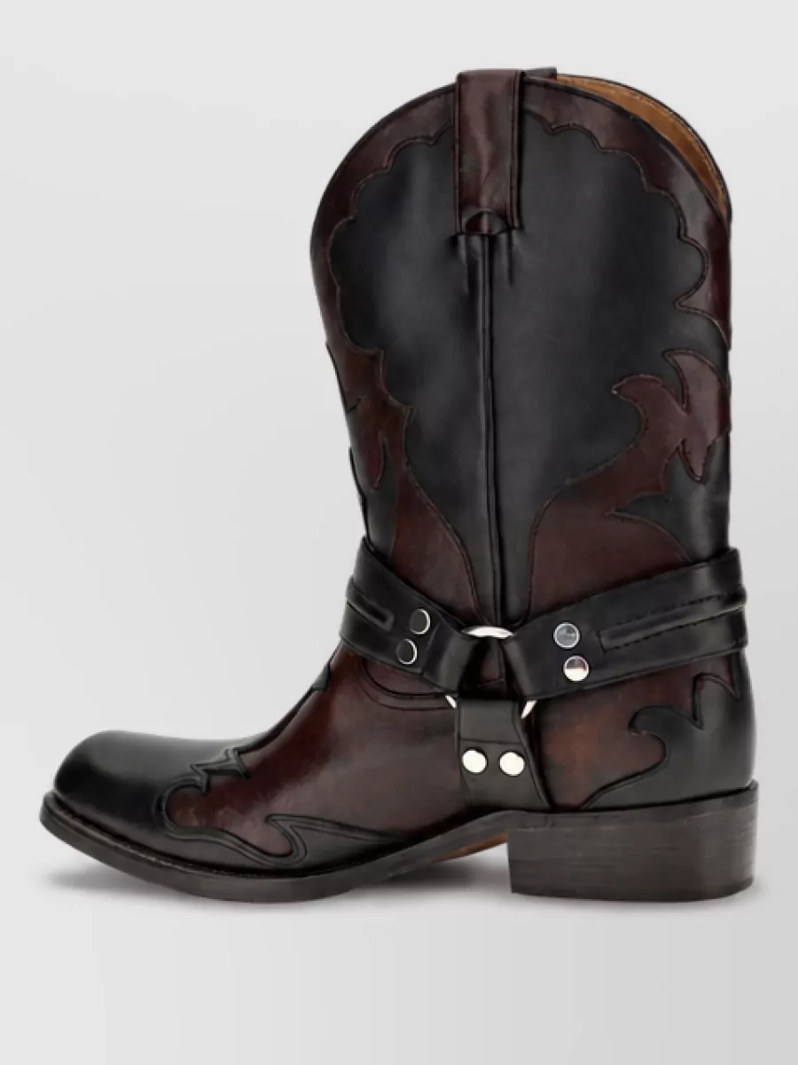 Versace calf leather western boots