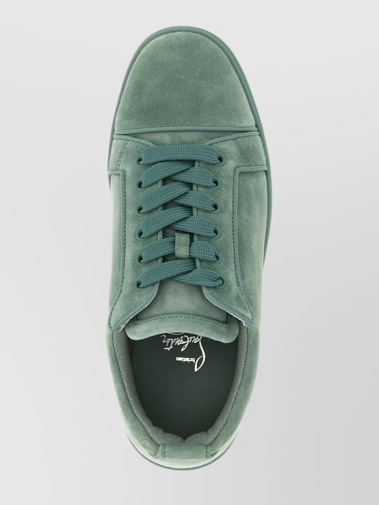 Christian Louboutin Junior Suede Round Toe Low-top Sneakers In Green