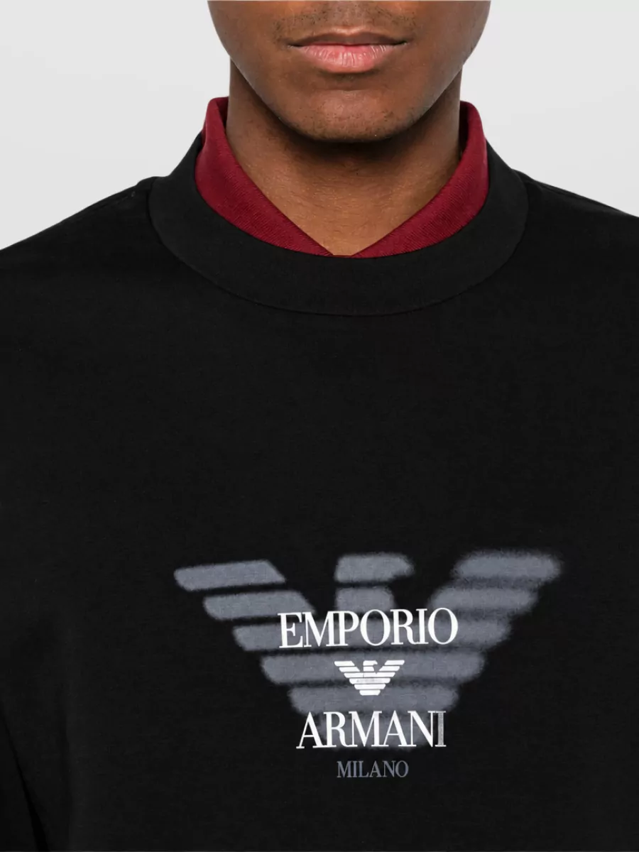 Emporio Armani Logo-Print Crew-Neck Cotton Sweatshirt