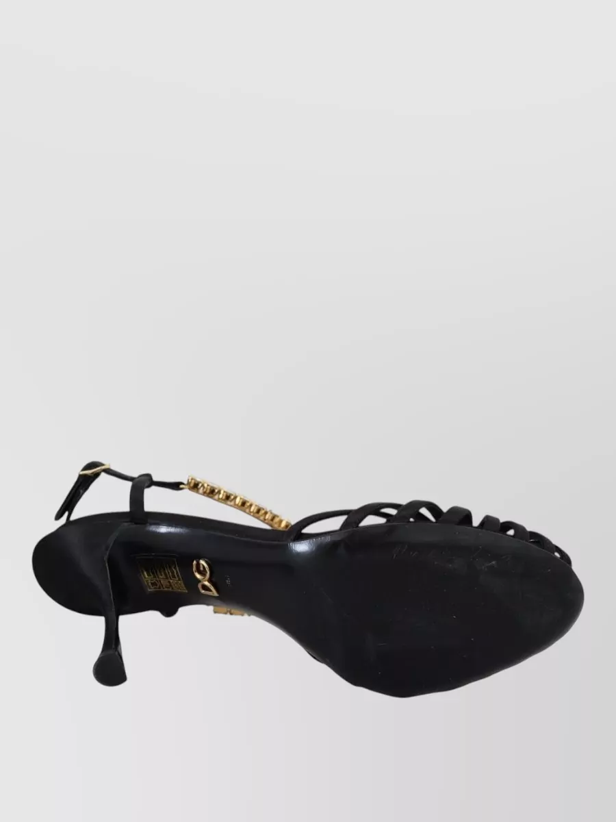 Dolce&Gabbana Silk Crystal-Embellished T-Strap Sandals