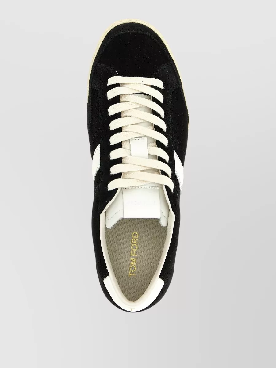 Tom Ford Blake Sneakers Suede Upper Contrast Stripe Rubber Sole