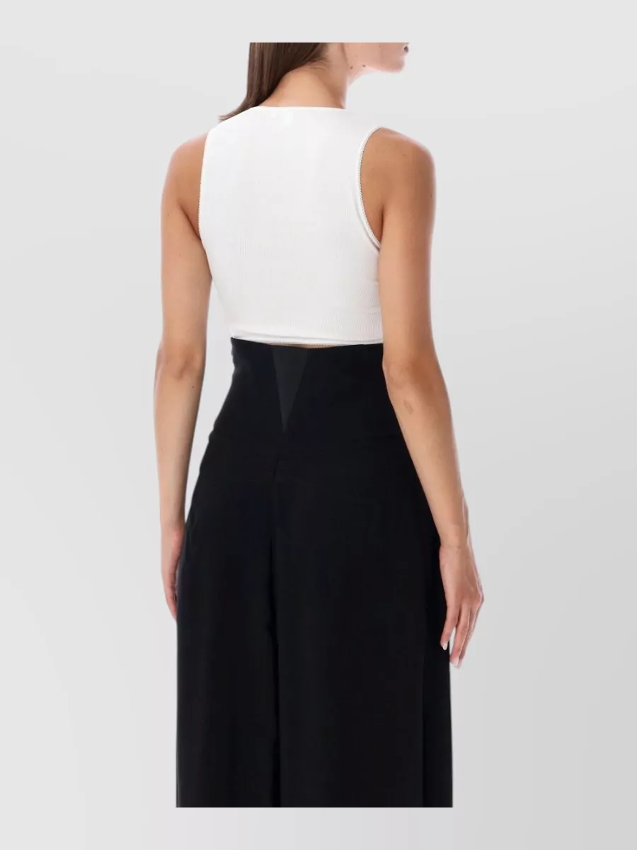 Alaïa Ribbed Jersey Wrap Sleeveless V-Neck Top