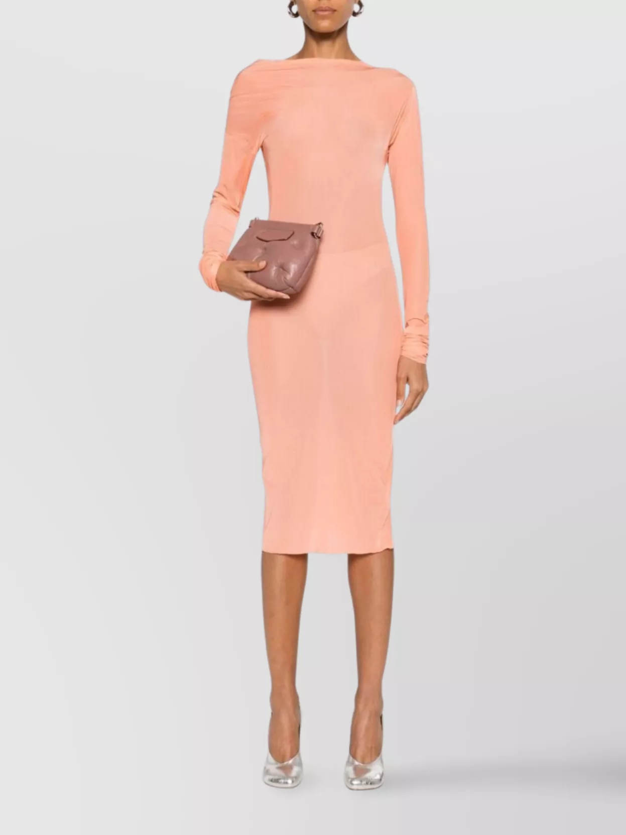 Dries Van Noten Fitted Midi Dress Long Sleeves