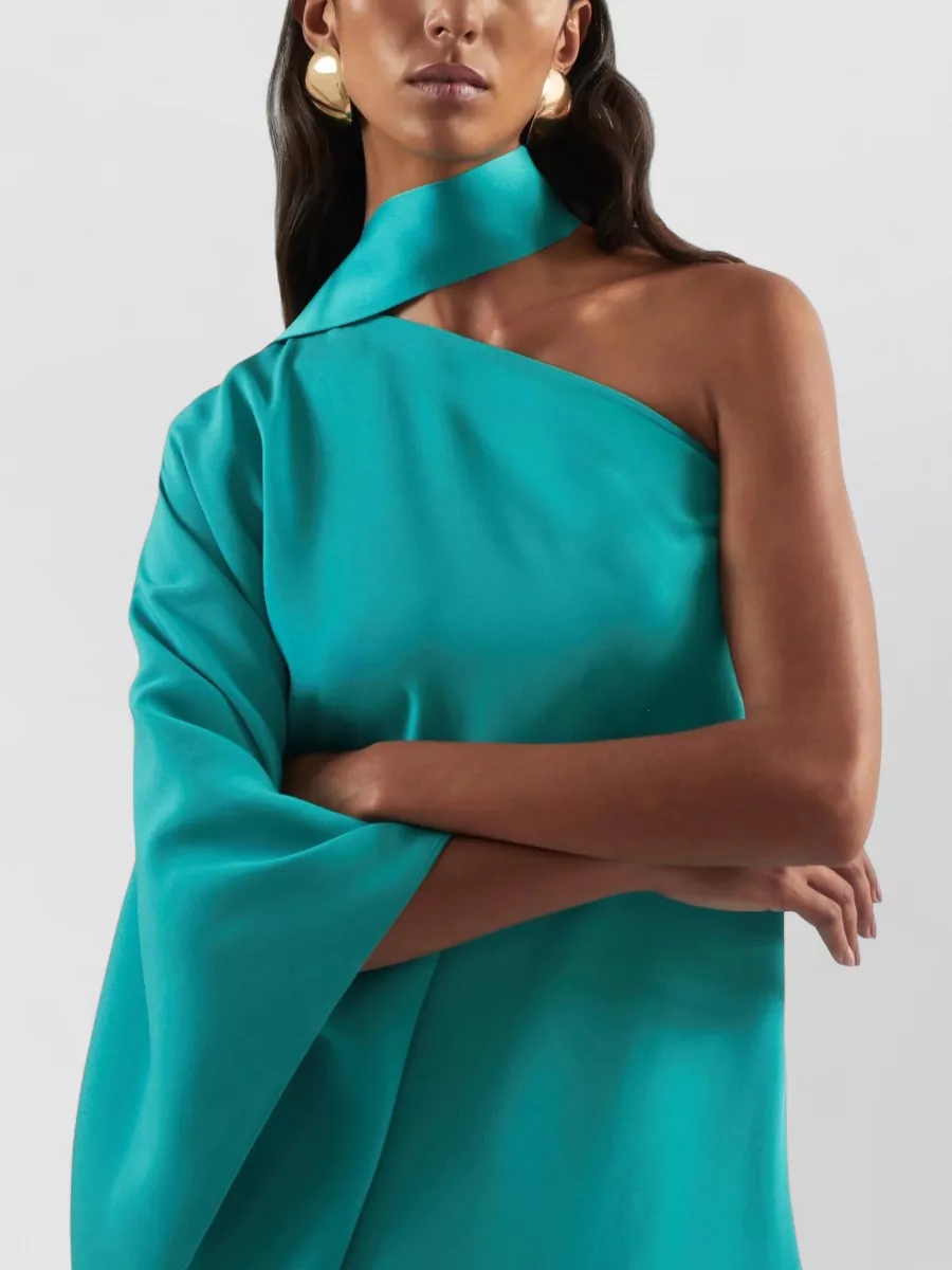 Taller Marmo One-Shoulder Scarf-Neckline Maxi Dress