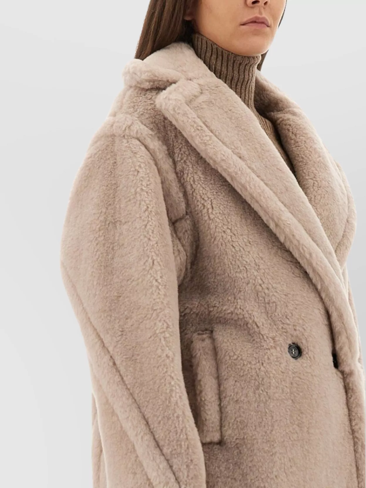 Max Mara Double-breasted Wool Jacket Notched Lapels In Neutral