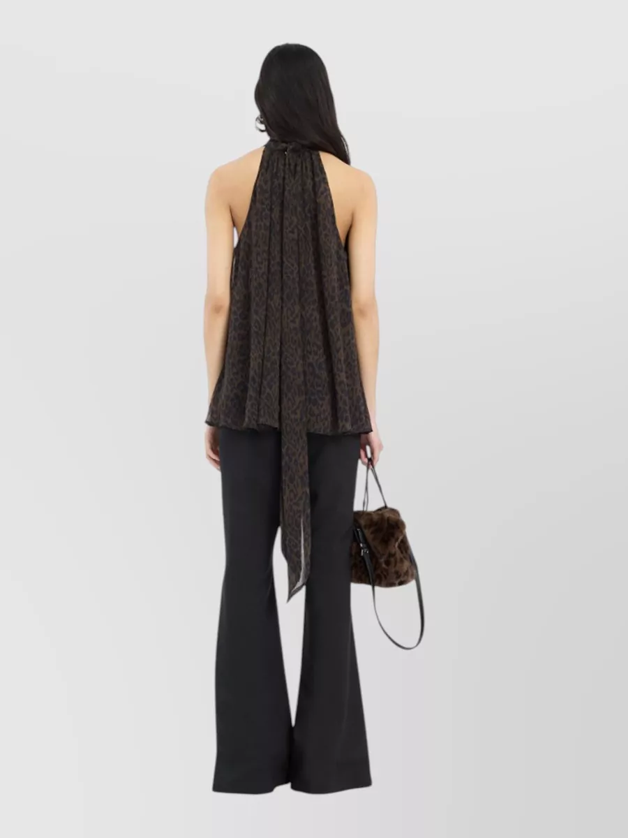 Rotate Leopard-Print Halterneck Bow Top