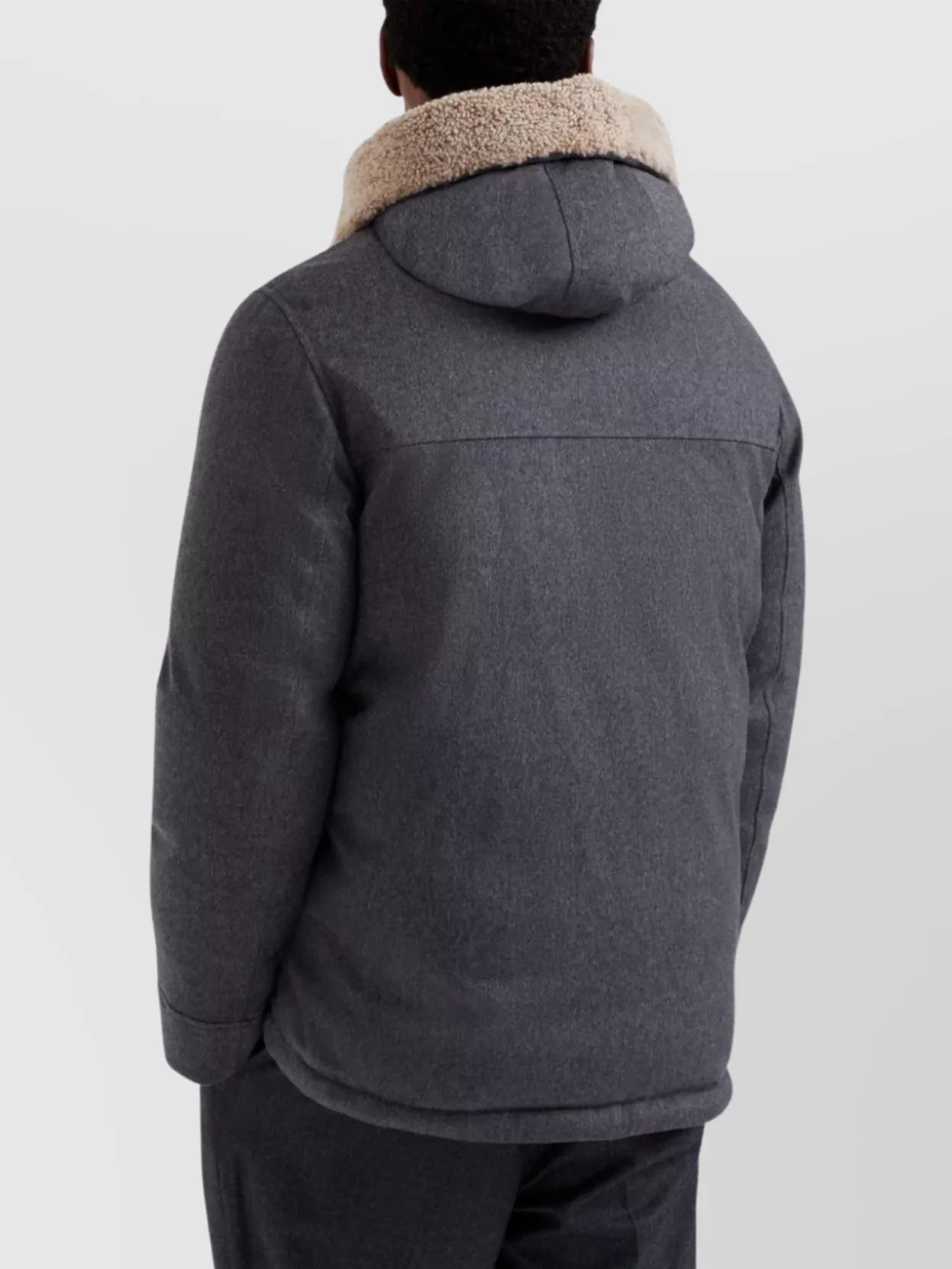Brunello Cucinelli Hooded Long Length Warm Fabric Front Pockets In Gray