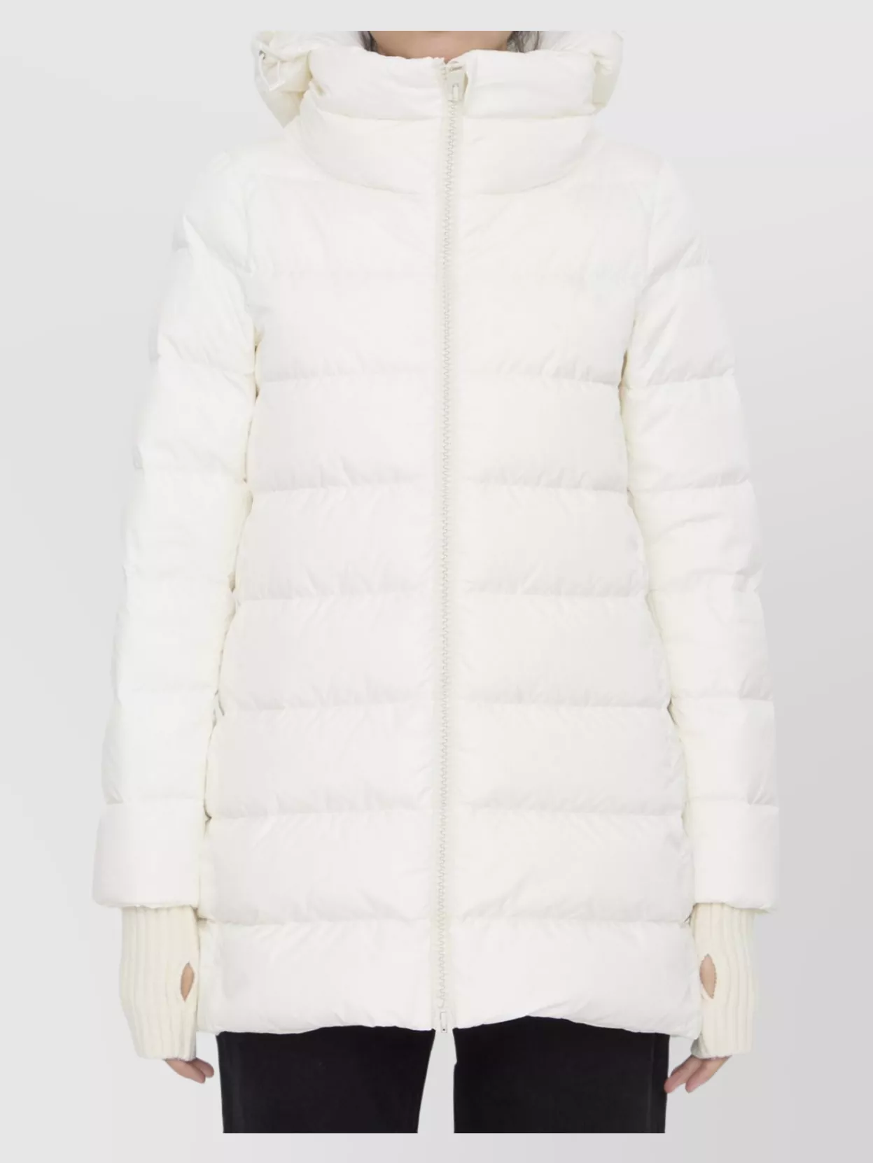 Herno Long Puffer Jacket With Hood And Pockets In White