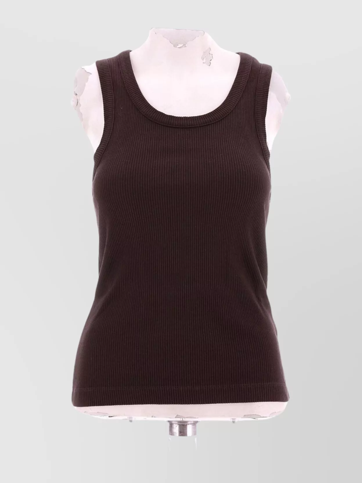 Agolde Organic Cotton Tank Top With Ribbed Texture In Brown