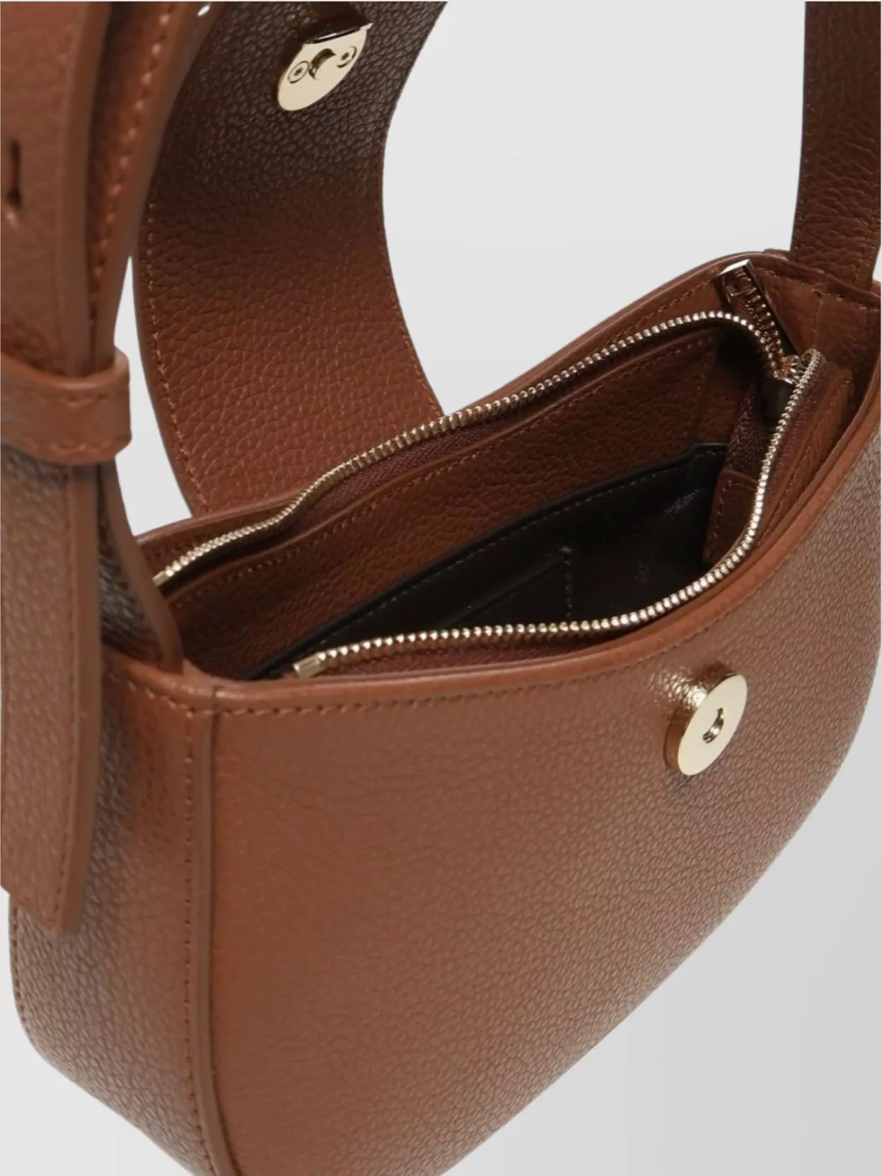 Ferragamo Pebbled Leather Shoulder Bag With Adjustable Strap