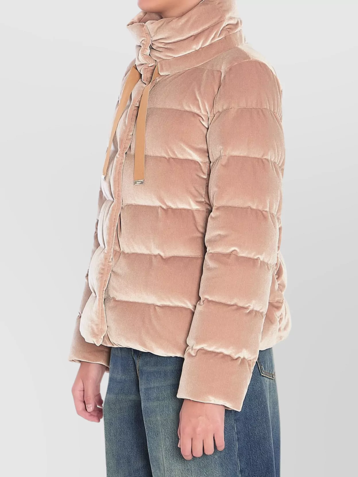 Herno Drawstring Detail Velvet-effect Jacket In Pink