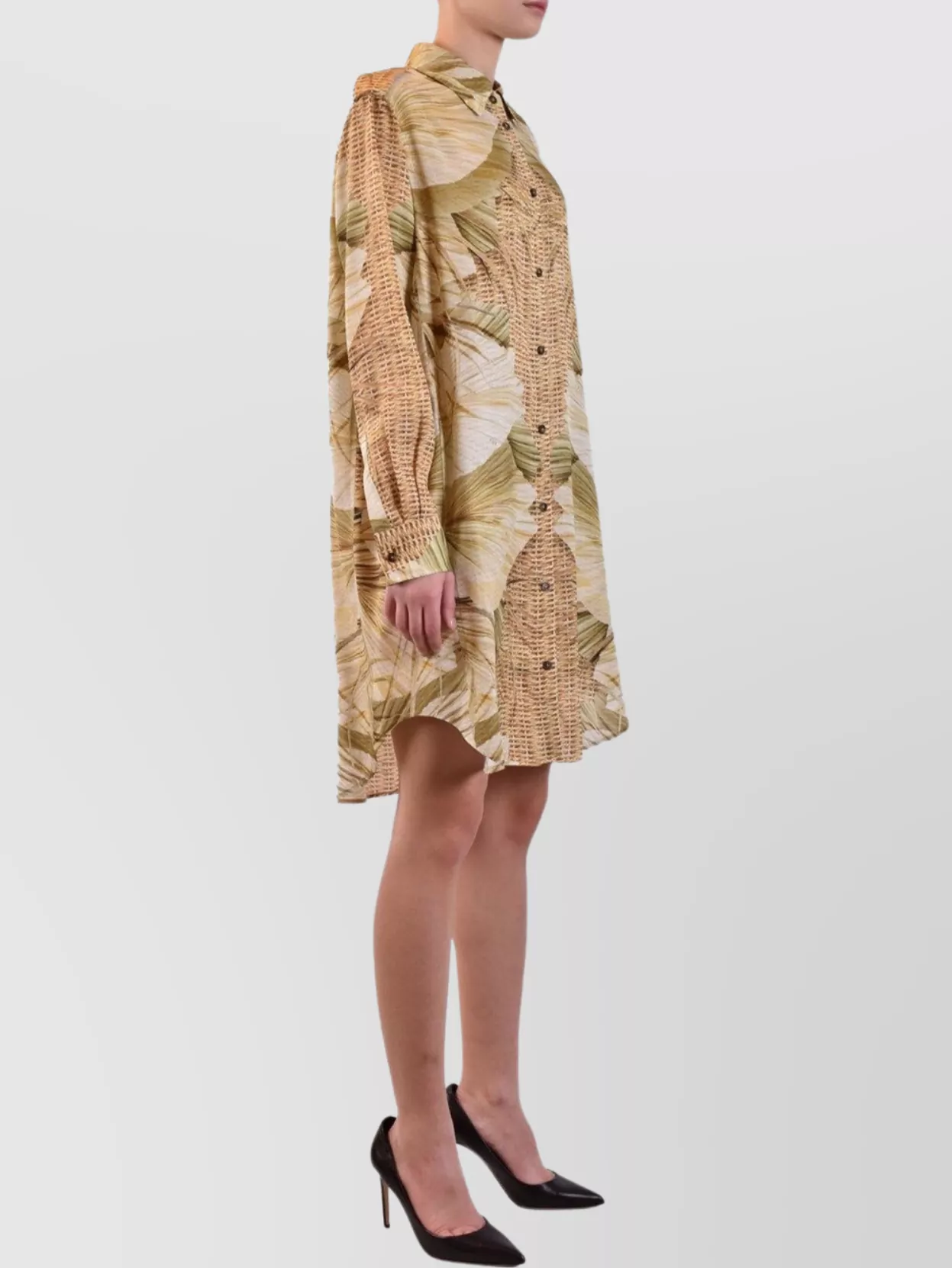 Fay Long Sleeve Printed High-Low Dress