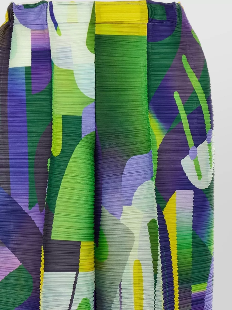 Pleats Please Issey Miyake Printed Wide-Leg Cropped Knee-Length Shorts