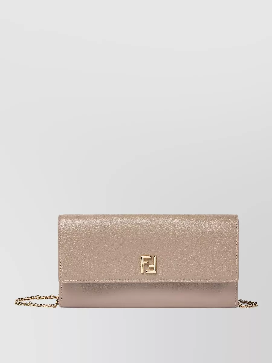 Fendi calf leather continental wallet with chain