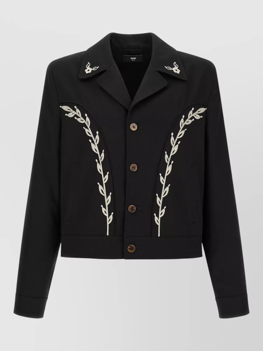 Amiri embroidered cropped single breasted jacket