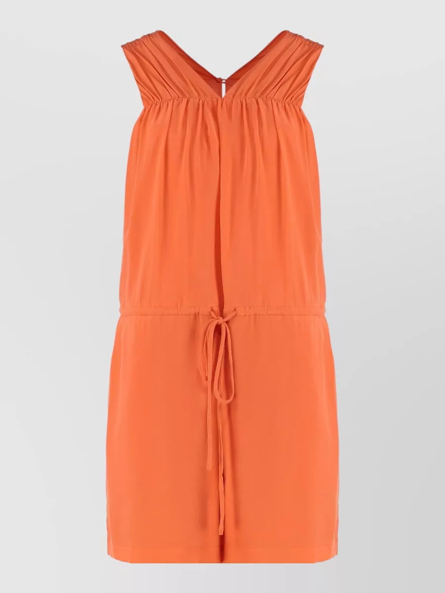 Equipment silk pleated v-neck dress